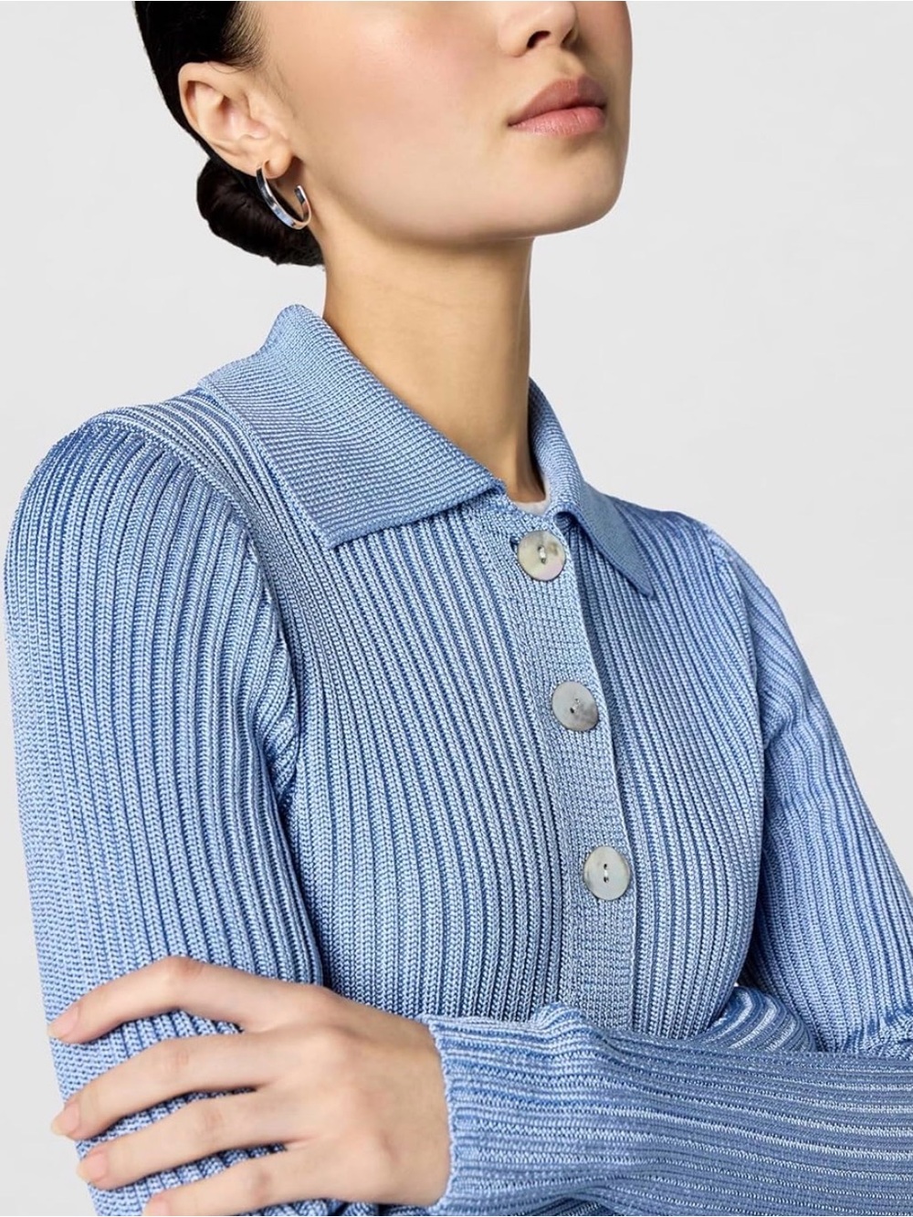 Vince Light Blue Ribbed Cardigan